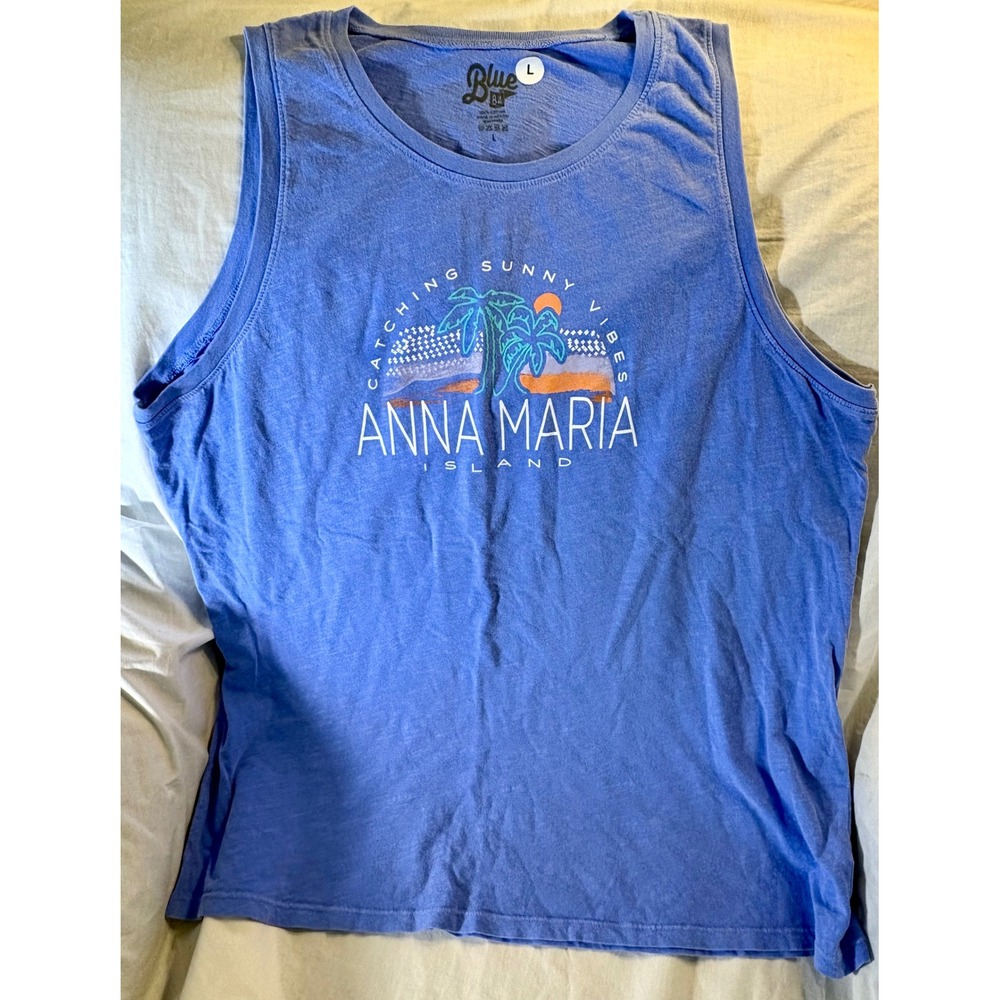 Blue 84 Anna Maria Island Graphic Tank Top Periwinkle Blue Large‎ Beach Souvenir